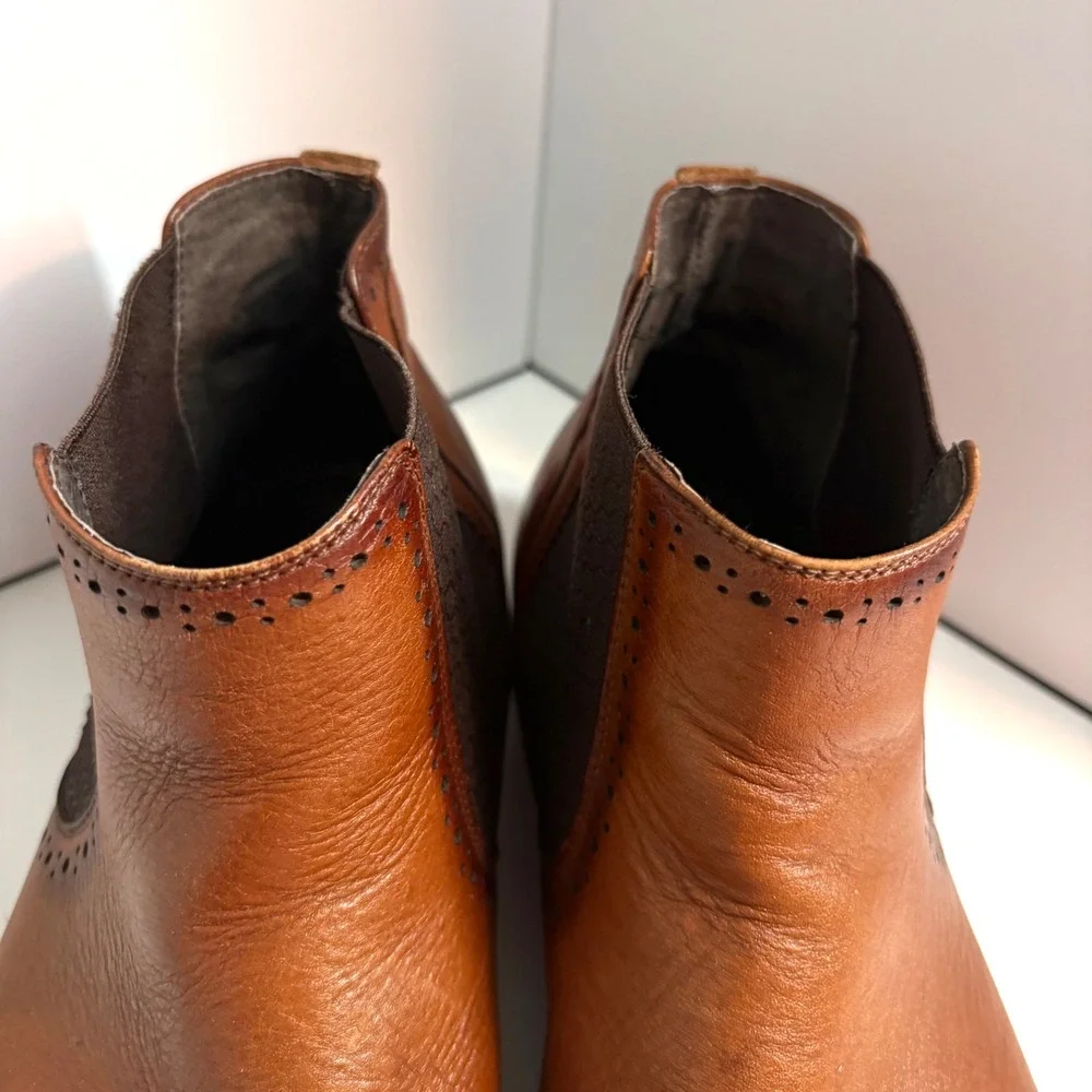 Stacy Adams Men's Cognac Alomar Cap Toe Leather Chelsea Boots in Size 10.5